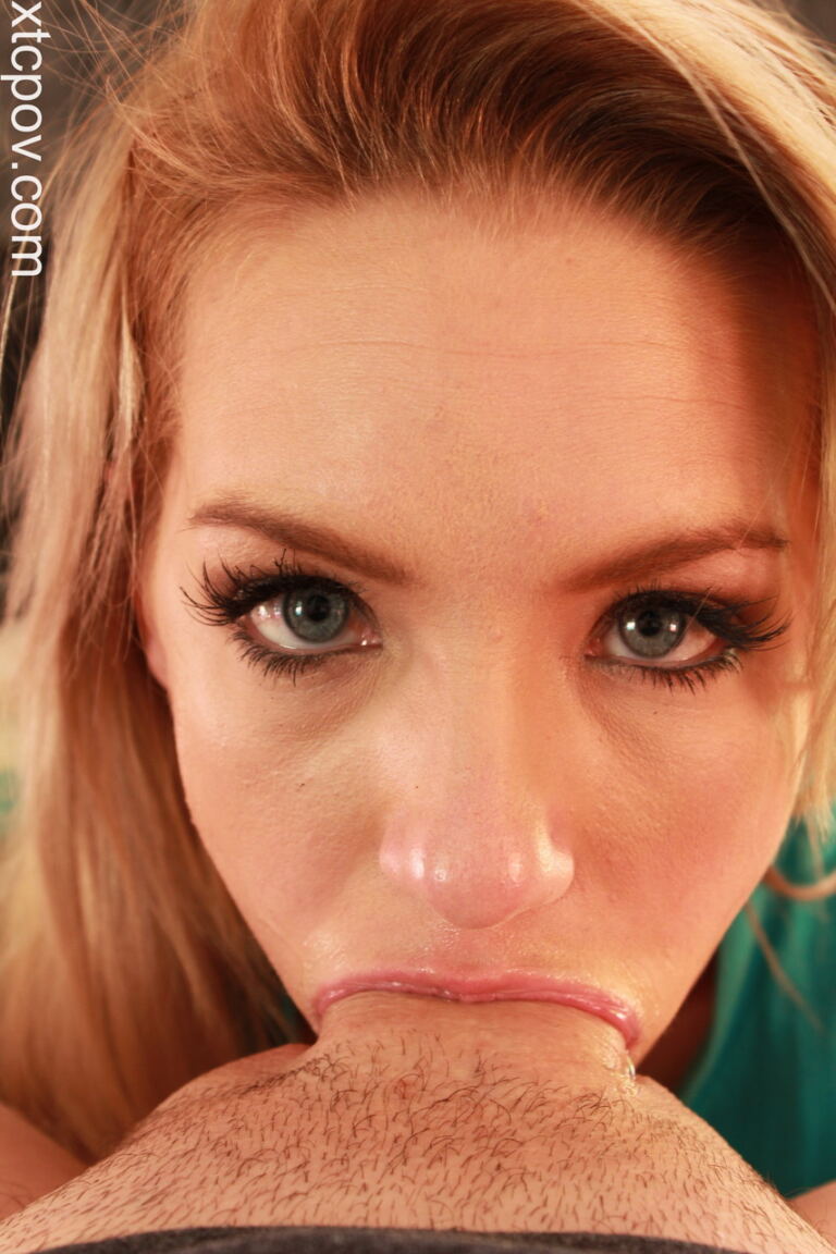 Cali Carter deepthroats in a tight POV, then licks lower, with the blowjob, her tongue and the shaft remaining the centre of the set. image 10